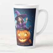 かわいい女の子魔女カボチャハロウィン 🎃 カフェラテマグ (右)