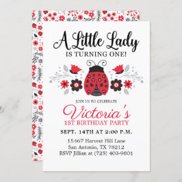 かわいい女の子1歳の誕生日パーティー 招待状