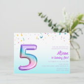 かわいい女の子5th誕生日バルーンパーティー 招待状 (スタンド正面)