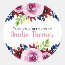 かわいい女の子「この本は属する」フローラ蔵書票