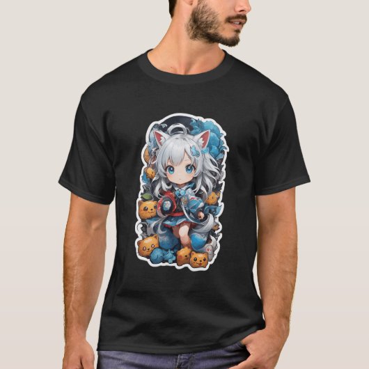 かわいい女の子 アニメの女の子 Tシャツ (正面)