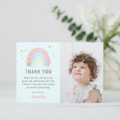 かわいい女の子 アブストラクト レインボー 誕生日おめでとう(年齢不問) サンキューカード (スタンド正面)