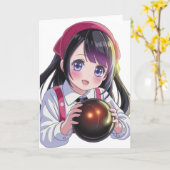 かわいい女の子 カード (黄色い花)