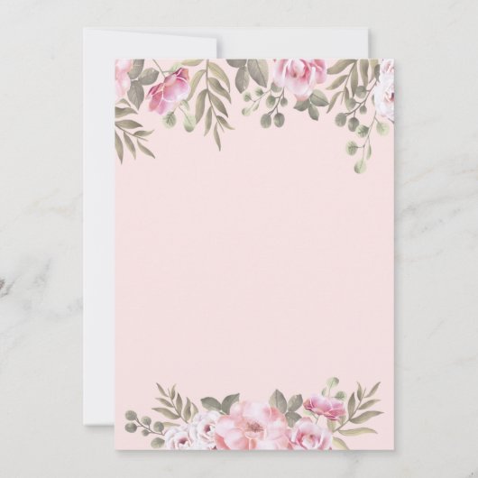 かわいい女の子,キャリッジ,フローラ赤ちゃんシャワー 招待状 (裏面)