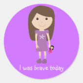 かわいい女の子&ドール今日は勇敢だった薄紫シール ラウンドシール (正面)