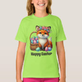 かわいい女の子 ハッピーイースター フォックス Tシャツ (正面)