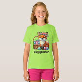 かわいい女の子 ハッピーイースター フォックス Tシャツ (正面フル)