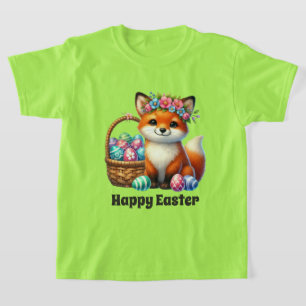 かわいい女の子 ハッピーイースター フォックス Tシャツ