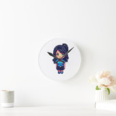 かわいい女の子 ラウンド壁時計 (ホーム)