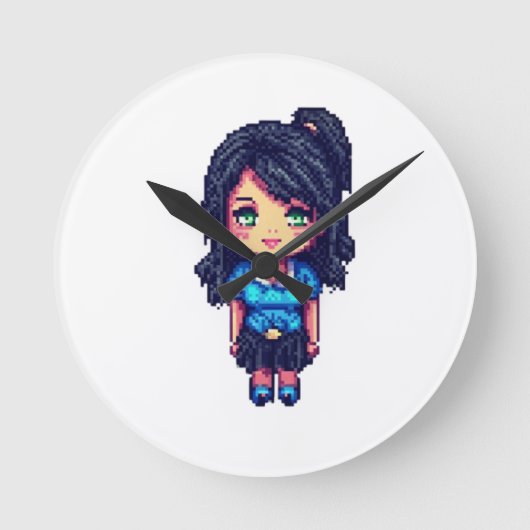 かわいい女の子 ラウンド壁時計 (正面)