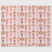 かわいい女の子 ラッピングペーパー (フラット)