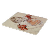 かわいい女の子 – 人形と（幼稚園のアート） カッティングボード (角)