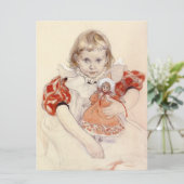 かわいい女の子 – 人形と（幼稚園のアート） カード (スタンド正面)