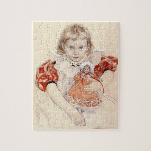 かわいい女の子 – 人形と（幼稚園のアート） ジグソーパズル (縦)