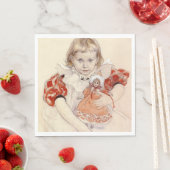 かわいい女の子 – 人形と（幼稚園のアート） スタンダードランチョンナプキン (インサイチュ)