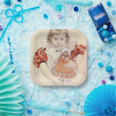 かわいい女の子 – 人形と（幼稚園のアート） ペーパープレート (パーティー)