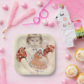 かわいい女の子 – 人形と（幼稚園のアート） ペーパープレート (パーティー)