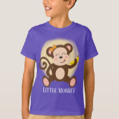 かわいい女の子+小さな猿+テキスト Tシャツ (正面)