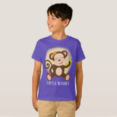 かわいい女の子+小さな猿+テキスト Tシャツ (正面フル)