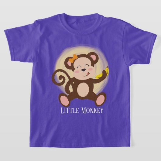 かわいい女の子+小さな猿+テキスト Tシャツ (レイダウン)