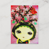 かわいい女の子-彼女は木の名刺を育てます 名刺 (裏面)