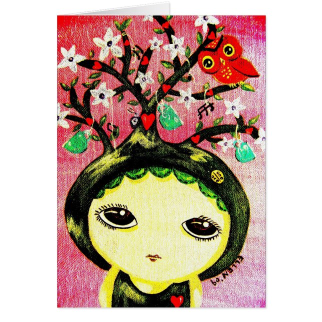 かわいい女の子-彼女は木を育てます (正面)