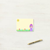かわいい女の子、日、花、草 ポストイット (デスク上)