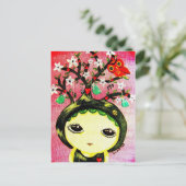 かわいい女の子 – 木を育てる ポストカード (スタンド正面)
