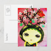 かわいい女の子 – 木を育てる ポストカード (正面/裏面)