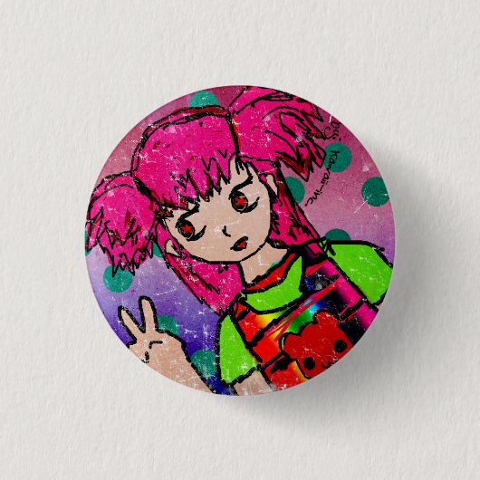 かわいい女の子! 缶バッジ (正面)