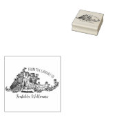 かわいい女の子、鳥の図書館から、本 ラバースタンプ (押印)