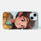 かわいい女の子 iPhone 15ケース (裏面横)
