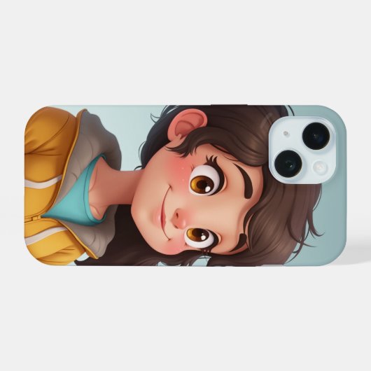 かわいい女の子 iPhone 15ケース (裏面横)