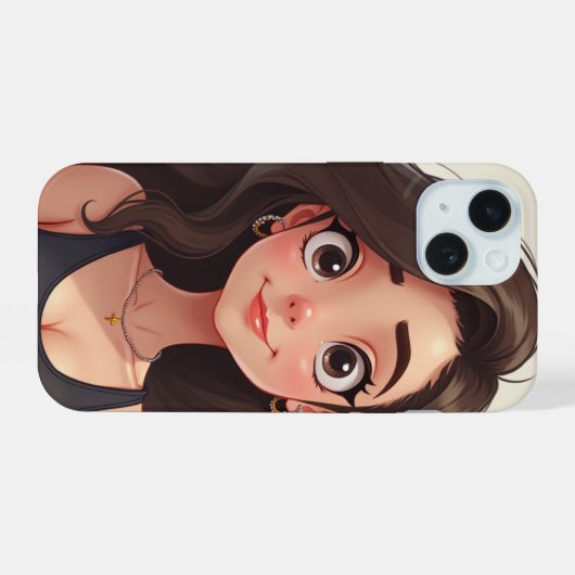 かわいい女の子 iPhone 15ケース (裏面横)