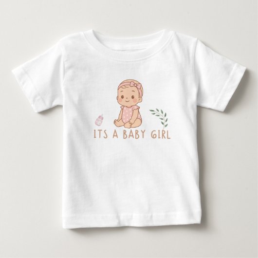 かわいい女の子Tシャツ - 柔らかくておしゃれ ベビーTシャツ (正面)