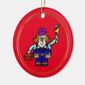 かわいい女の整備士クリスマスの飾り(名前) セラミックオーナメント (左)