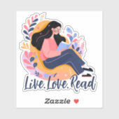 かわいい女の本読の漫画カスタム シール (シート)