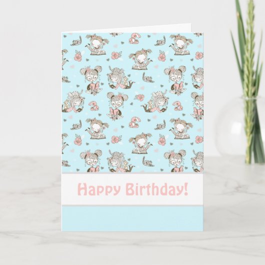 かわいい女の読子の本の贈り物アイディア カード (正面)