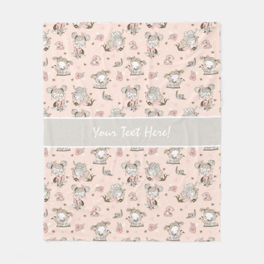 かわいい女の読子の本の贈り物アイディア フリースブランケット (正面)