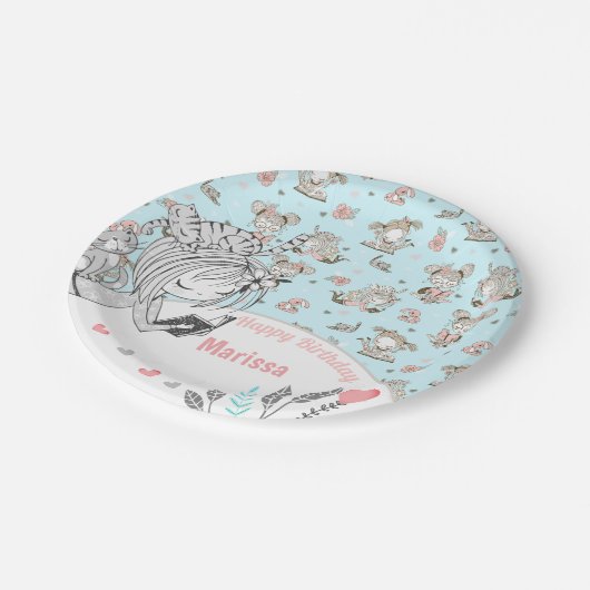 かわいい女の読子の本の贈り物アイディア ペーパープレート (アングル)