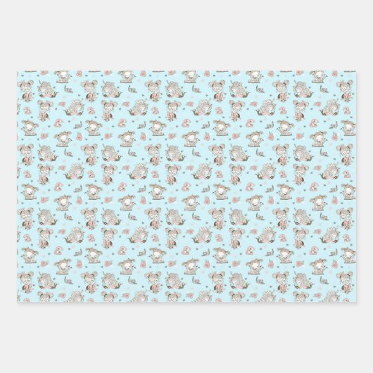 かわいい女の読子の本の贈り物アイディア ラッピングペーパーシート (正面3)