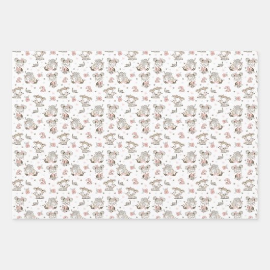 かわいい女の読子の本の贈り物アイディア ラッピングペーパーシート (正面)