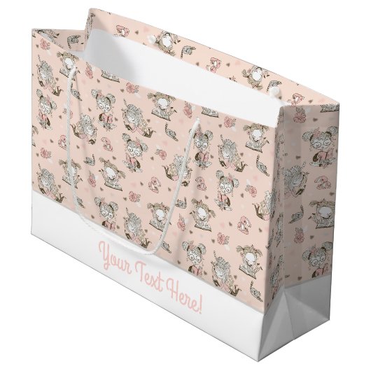 かわいい女の読子の本の贈り物アイディア ラージペーパーバッグ (正面アングル)