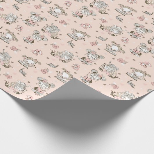 かわいい女の読子の本を贈るアイディア ラッピングペーパー (角)