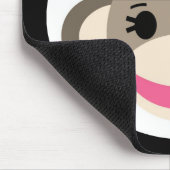 かわいい女の赤ちゃんのソックス猿の黒のピンクのストライプ マウスパッド (コーナー)