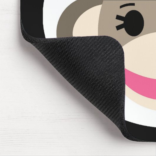 かわいい女の赤ちゃんのソックス猿の黒のピンクのストライプ マウスパッド (コーナー)