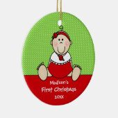 かわいい女の赤ちゃんのベビーの初めてのクリスマスのオーナメント セラミックオーナメント (右)