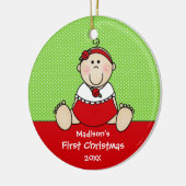 かわいい女の赤ちゃんのベビーの初めてのクリスマスのオーナメント セラミックオーナメント (左)