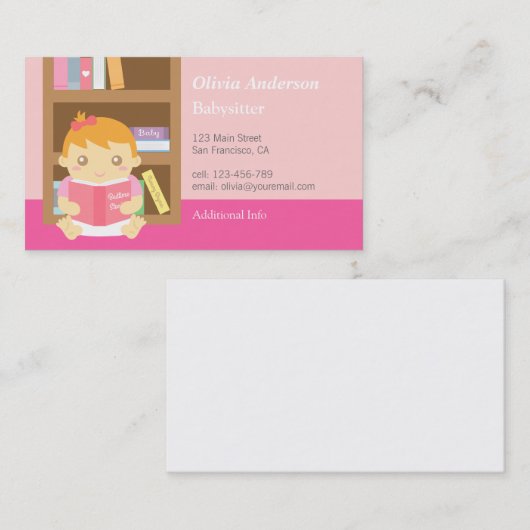 かわいい女の赤ちゃんのベビーシッターをする名刺 名刺 (正面/裏面)