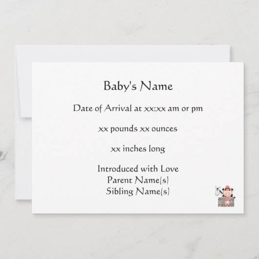 かわいい女の赤ちゃん及び馬の子馬のカスタムな西部の誕生 案内状 (裏面)